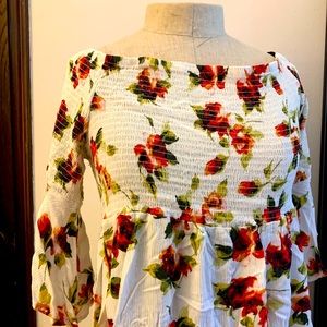 Ambiance multicolor flower boat neck top